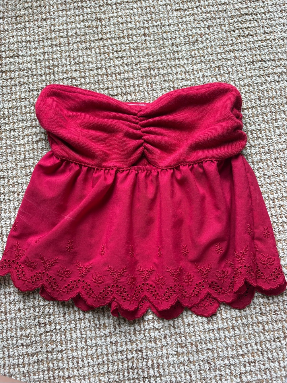 wild fable red embroidered strapless top